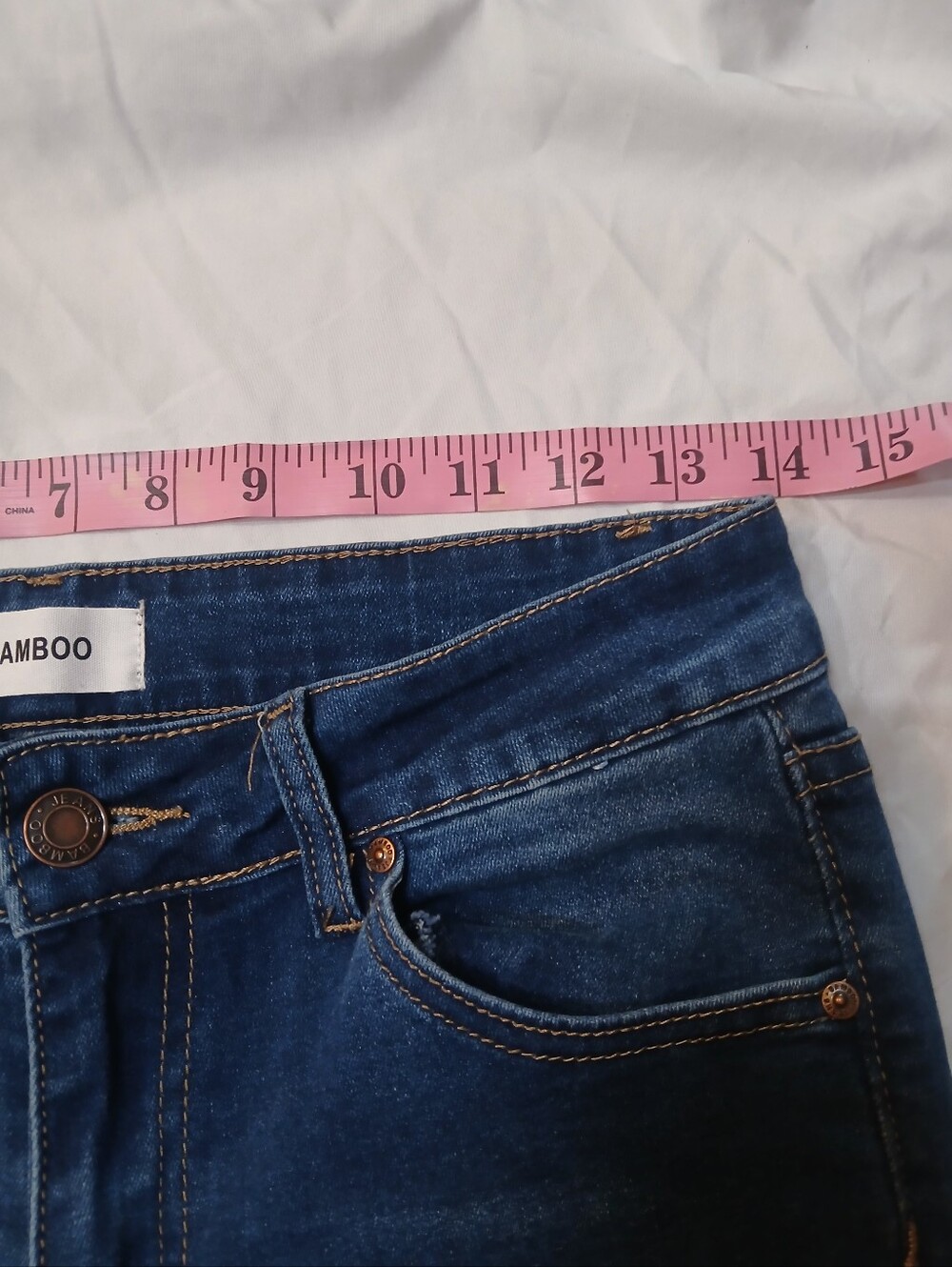 BAMBOO Dark Blue Embroidered Flare Jeans - Picture 6 of 11